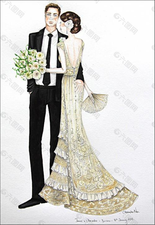 婚纱男女服装设计图产品工业素材